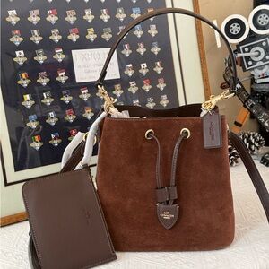 Coach Rich Brown Suede Shoulder Bag